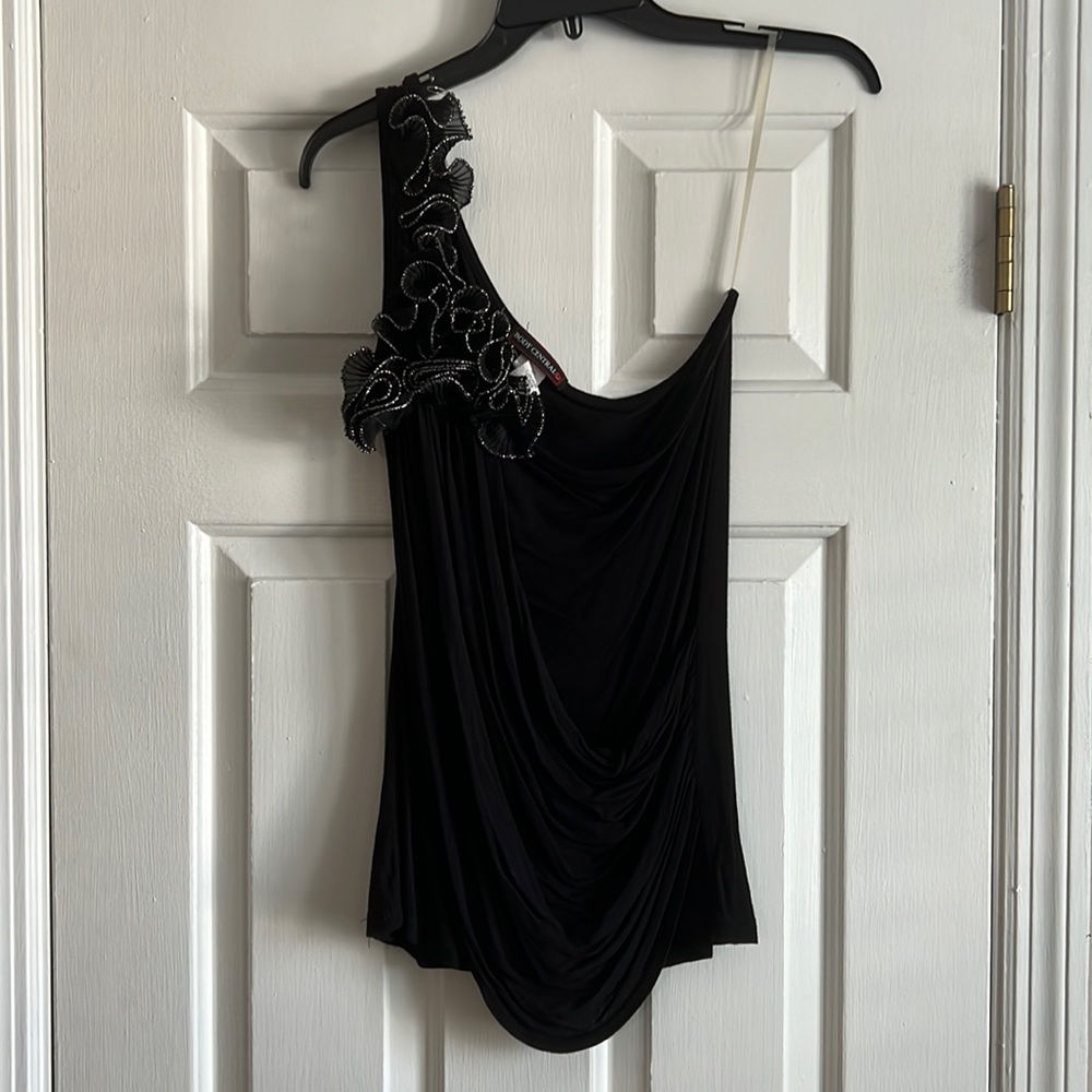 Body Central Women’s L Black One Shoulder Top w/ Detail